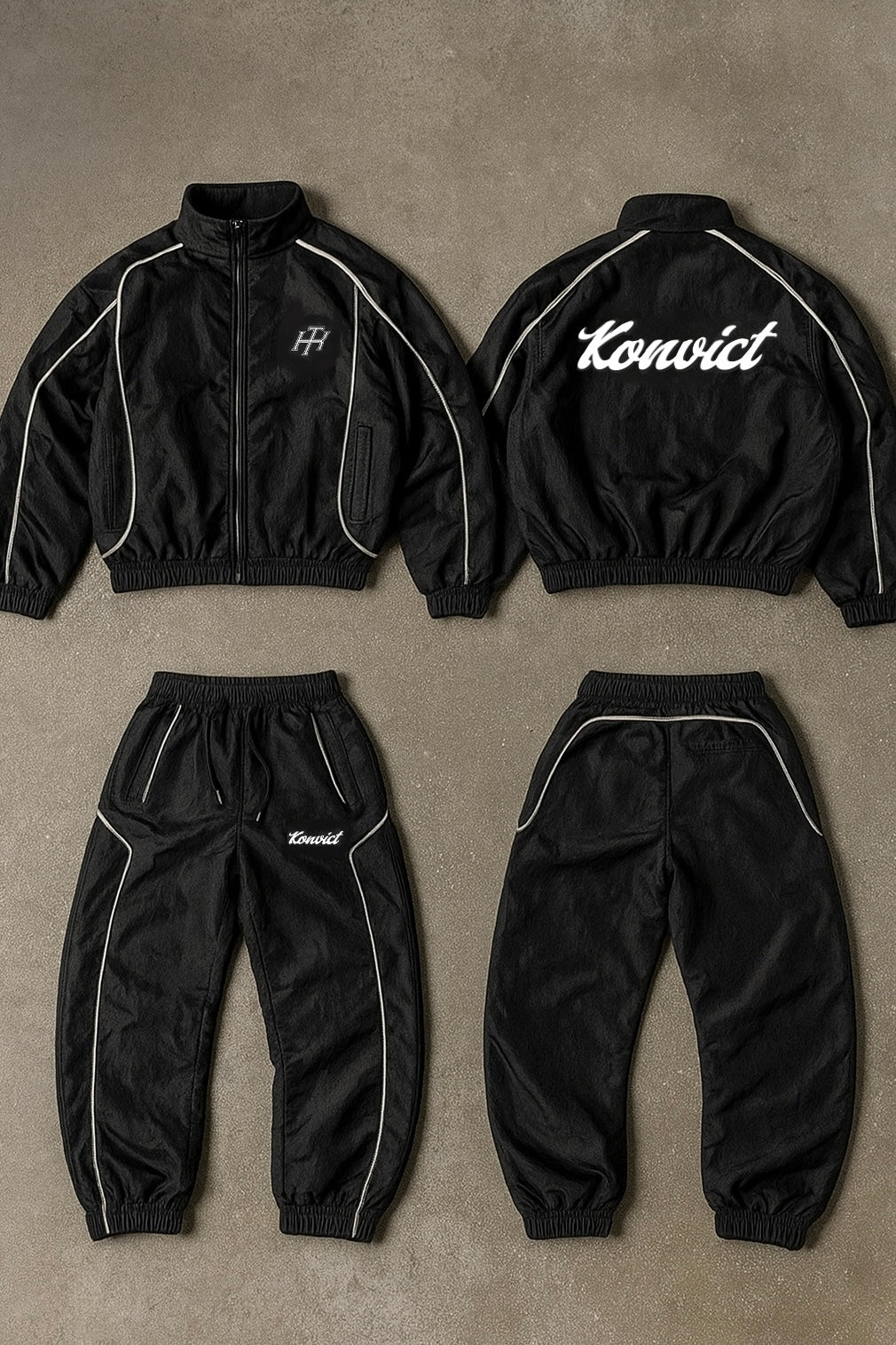 Black Windbreaker Tracksuit