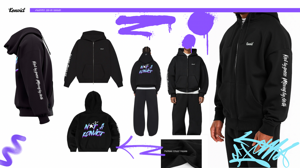 Black Graffiti Zip-up hoodie